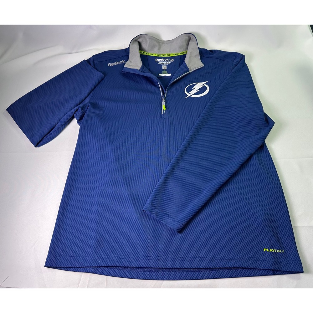 Reebok Tampa Bay Lightning XL 1/4 Zip NHL Center Ice Collection Blue Pullover‎